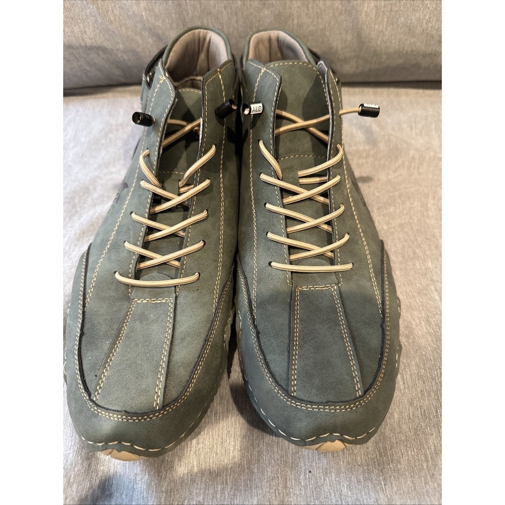 Salkin Men 45 US11 Italian Leather Breathable‎ Comfy Moccassin Shoes Sage Green